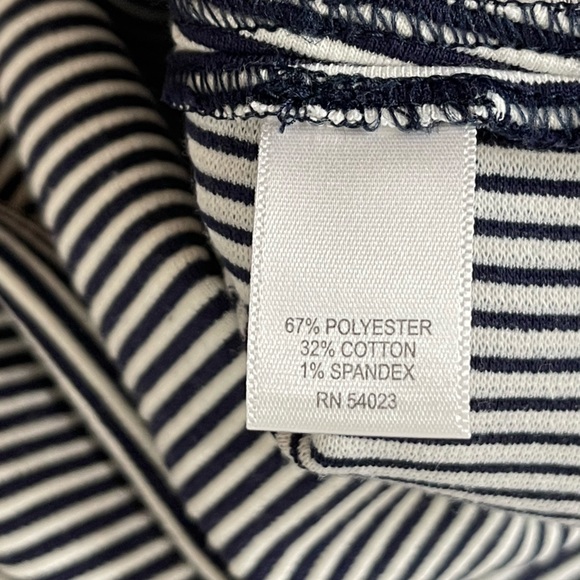 Banana Republic Navy Blue White Striped Fit Flare Dress Scoop Neck Size 6 - Picture 10 of 12